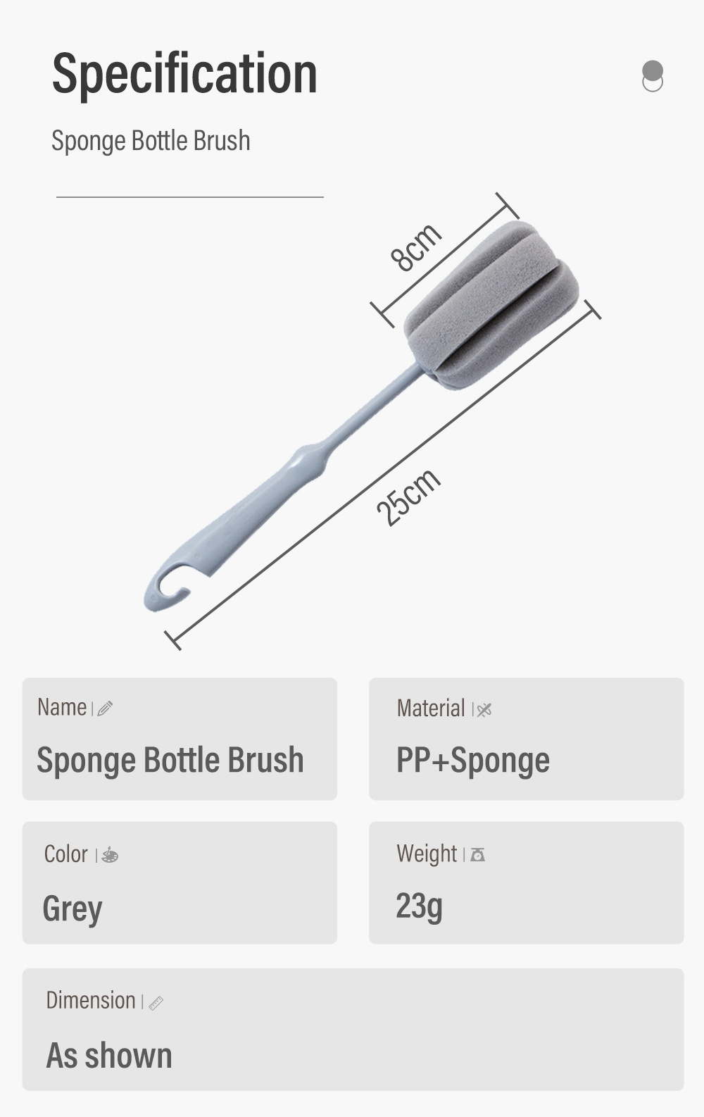 PP Short Handle Sponge Multi-purpose Bottle Brush-8